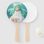 アクアティックミント: かわいい海底の少女と輝き ハンドファン (正面&裏面)