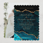 アクアティールジオードアゲートの結婚式 招待状 (正面/裏面)