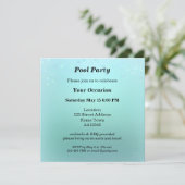 アクアティール（緑がかった色）きらめくプールパーティの招待状 招待状 (スタンド正面)