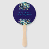 アクアティール(緑がかった色)とネイビーピーニーブーケ結婚ス ハンドファン (裏面)