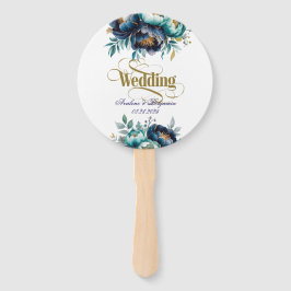 アクアティール（緑がかった色）とネイビーピーニーブーケ結婚ス ハンドファン