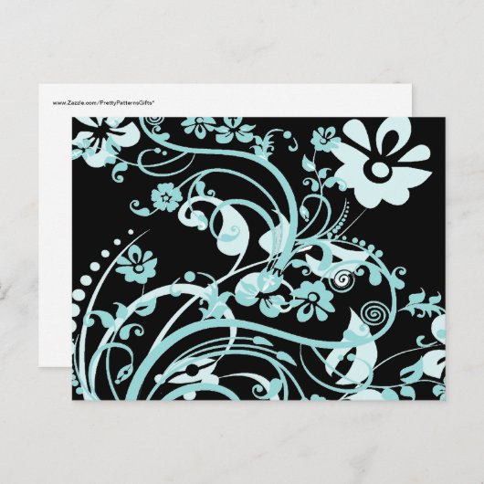 アクアティール（緑がかった色）とブラックフローラが女の子に贈り物を渦巻く ポストカード (正面/裏面)