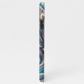 アクアティール(緑がかった色)アズールブルーベージュペイズリーアートパターン iPhoneケース (右側)