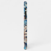 アクアティール(緑がかった色)アズールブルーベージュペイズリーアートパターン iPhoneケース (左側)