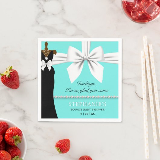 アクアティール(緑がかった色)エレガントダークエスニックティファニーベビーシャワー スタンダードカクテルナプキン (インサイチュ)