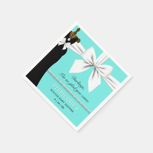 アクアティール(緑がかった色)エレガントダークエスニックティファニーベビーシャワー スタンダードカクテルナプキン (角)