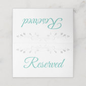 アクアティール（緑がかった色）オンホワイトエレガントな結婚予約 プレイスカード (外部開封)