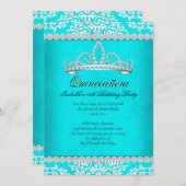 アクアティール（緑がかった色）キンセアニェラ15thバースデーパーティティアラ 招待状 (正面/裏面)