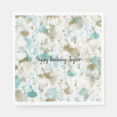 アクアティール（緑がかった色）クリームウォーターカラー絞り染め抽象芸術 スタンダードランチョンナプキン (正面)
