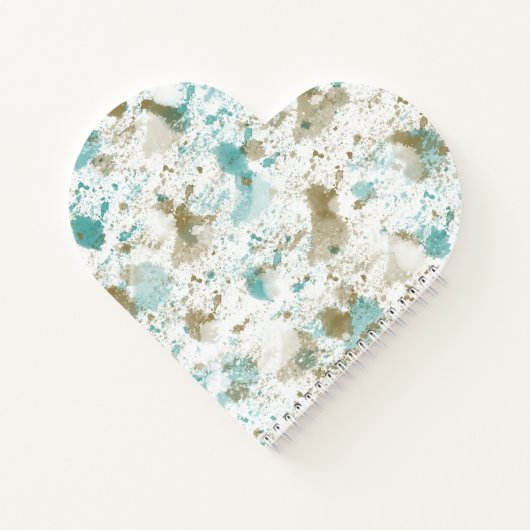 アクアティール（緑がかった色）クリームウォーターカラー絞り染め抽象芸術 ノートブック (裏面)