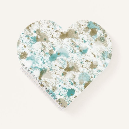 アクアティール（緑がかった色）クリームウォーターカラー絞り染め抽象芸術 ノートブック (正面)