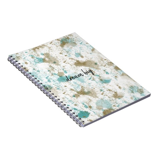アクアティール(緑がかった色)クリームウォーターカラー絞り染め抽象芸術 ノートブック (右側)