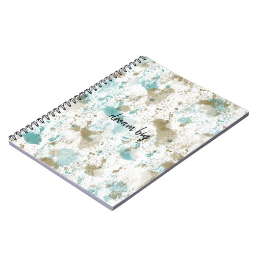 アクアティール(緑がかった色)クリームウォーターカラー絞り染め抽象芸術 ノートブック (左側)