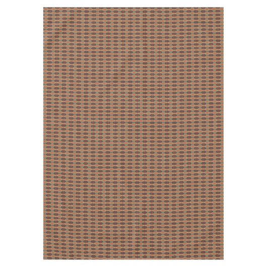 アクアティール（緑がかった色）グリーンオレンジタウペベージュトリバルアート テーブルクロス (正面)