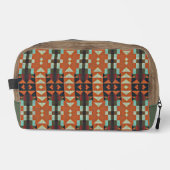 アクアティール（緑がかった色）グリーンオレンジタウペベージュトリバルアート ドップキット (正面)