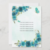 アクアティール（緑がかった色）グリーン金ゴールドフローラプリンセスキンセアニラ 招待状 (裏面)