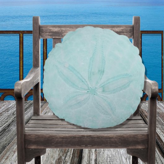 アクアティール(緑がかった色)サンドド航海のルコースタルシー ラウンドクッション