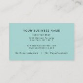 アクアティール(緑がかった色)シンプル名およびイニシャル名刺 名刺 (裏面)