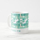 アクアティール（緑がかった色）シーホムミントグリーンミッドセンチュリーパター コーヒーマグカップ (正面左)