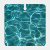 アクアティール(緑がかった色)スイミングプールフォトモノグラムの メタルオーナメント (裏面)