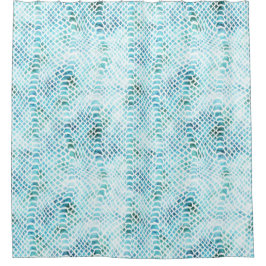 アクアティール（緑がかった色）スネークプリント シャワーカーテン