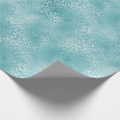 アクアティール（緑がかった色）ターコイズグラムレオパードプリント ラッピングペーパー (角)