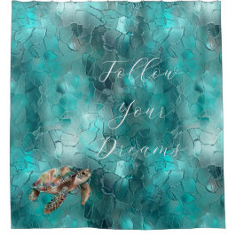 アクアティール（緑がかった色）ターコイズグラム シャワーカーテン