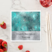 アクアティール（緑がかった色）ターコイズシルバーグラム スタンダードランチョンナプキン (インサイチュ)