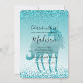 アクアティール（緑がかった色）ターコイズスパークルユニコーン 招待状 (正面)
