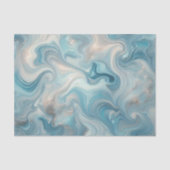 アクアティール（緑がかった色）ターコイズブルーホワイトシルバーマーブル 薄葉紙 (正面)