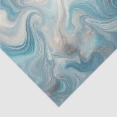 アクアティール（緑がかった色）ターコイズブルーホワイトシルバーマーブル 薄葉紙 (詳細)