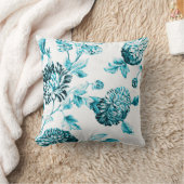 アクアティール（緑がかった色）ターコイズ植物性フローラトワールNo.2 クッション (ブランケット)