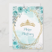 アクアティール（緑がかった色）ターコイズ2バラ&バタフライミスカンス 招待状 (裏面)