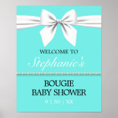 アクアティール（緑がかった色）ティファニーベビーシャワーウェルカムサイン ポスター (正面)