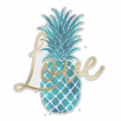 アクアティール(緑がかった色)トロピカルパイナップル金ゴールドラブ シール (正面)