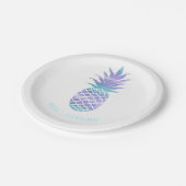 アクアティール（緑がかった色）&パープルパイナップルトロピカルシックパーティー ペーパープレート (アングル)