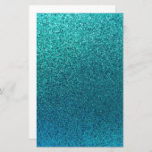 アクアティール（緑がかった色）フェイクターコイズブルーグリッター背景 便箋 (正面/裏面)