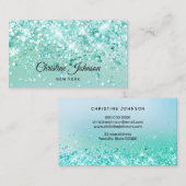アクアティール(緑がかった色)フェイクチュンキーグリッター名刺 名刺 (正面/裏面)