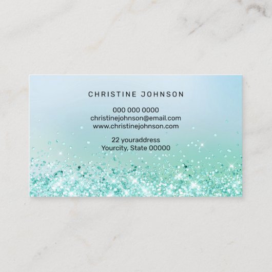アクアティール（緑がかった色）フェイクチュンキーグリッター名刺 名刺 (裏面)