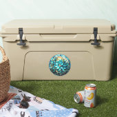 アクアティール（緑がかった色）フラワーステンドグラススタイル絵画ズ シール (クーラー)