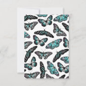 アクアティール（緑がかった色）ブラック蝶の水色パターン サンキューカード (裏面)
