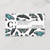 アクアティール（緑がかった色）ブラック蝶の水色パターン ロイヤリティカード (裏面)