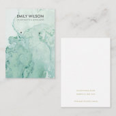 アクアティール（緑がかった色）ブルーアゲート大理石イヤリングディスプレイ 名刺 (正面/裏面)