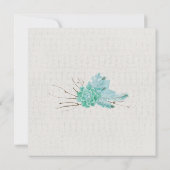 アクアティール（緑がかった色）ブルーウォーターカラー多肉性ブライダルシャワー 招待状 (裏面)