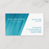 アクアティール（緑がかった色）ブルーウォーターリップルプール&スパ 名刺 (裏面)