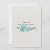 アクアティール(緑がかった色)ブルーウォーター色の多肉的な結婚式の招待 招待状 (裏面)