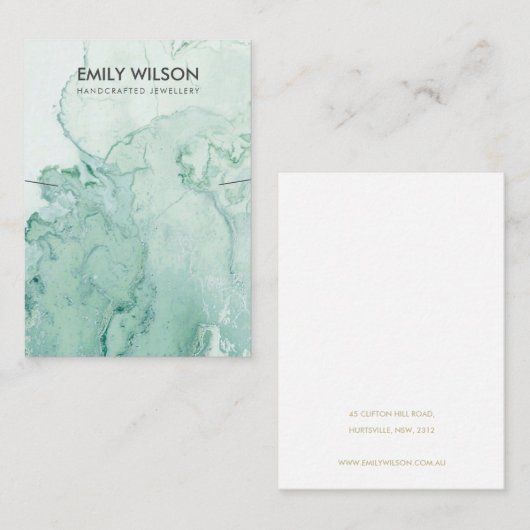  アクアティール（緑がかった色）ブルーグリーンゲートネックレスバンドディスプレイ 名刺 (正面/裏面)