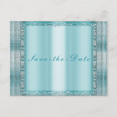 アクアティール（緑がかった色）ブルーシルバーダイヤきらきら光るモンド日付の保存 案内ポストカード (正面)