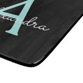 アクアティール(緑がかった色)ブルースクリプガーリートモノグラム名 カッティングボード (角)