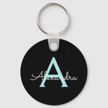 アクアティール（緑がかった色）ブルースクリプガーリートモノグラム名